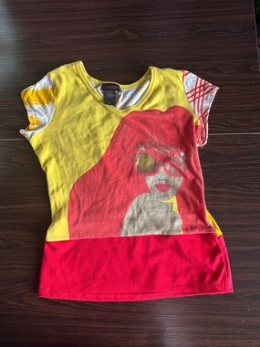 Custo Barcelona Yellow & Red Graphic Short Sleeve Tee